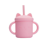 Cutie Kitty siliconen drinkbeker met rietje voor kinderen – zachte, duurzame en lekvrije beker voor gemakkelijk en veilig drinken onderweg of thuis.