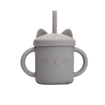 Cutie Kitty siliconen drinkbeker met rietje voor kinderen – zachte, duurzame en lekvrije beker voor gemakkelijk en veilig drinken onderweg of thuis.