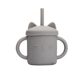 Cutie Kitty siliconen drinkbeker met rietje voor kinderen – zachte, duurzame en lekvrije beker voor gemakkelijk en veilig drinken onderweg of thuis.