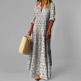 Maxi Jurk met Bloemenprint en V-Hals