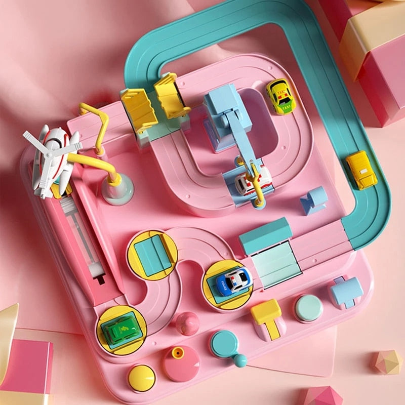 Mini autobaan voor peuters – set met wegen en autootjes, duurzaam speelgoed en stimuleert creatief spel en motorische ontwikkeling.