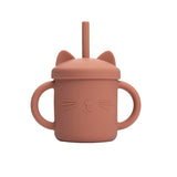 Cutie Kitty siliconen drinkbeker met rietje voor kinderen – zachte, duurzame en lekvrije beker voor gemakkelijk en veilig drinken onderweg of thuis.
