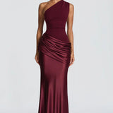 One-Shoulder Maxi Jurk met Drapering