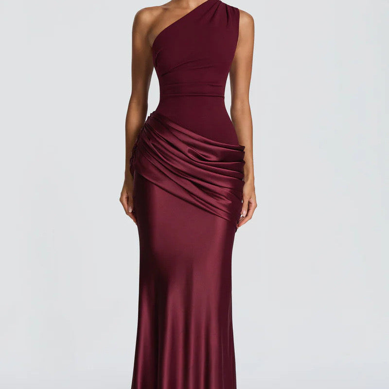 One-Shoulder Maxi Jurk met Drapering