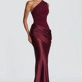 One-Shoulder Maxi Jurk met Drapering