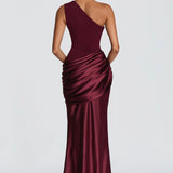 One-Shoulder Maxi Jurk met Drapering