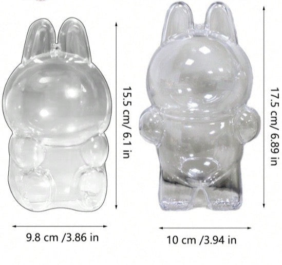 Transparante beschermhoes voor Labubu knuffels – display case voor stofvrije en veilige presentatie van verzamelobjecten.