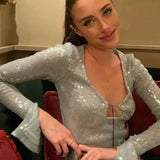 Off-Shoulder Midi Jurk met Pailletten