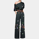 Wijde Jumpsuit met Print en Ronde Hals