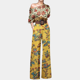 Wijde Jumpsuit met Print en Ronde Hals