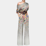 Wijde Jumpsuit met Print en Ronde Hals