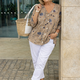 Dames Blouse met Bloemenprint en V-hals