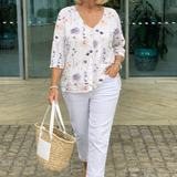 Dames Blouse met Bloemenprint en V-hals