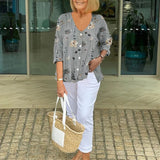 Dames Blouse met Bloemenprint en V-hals