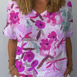 Dames Blouse met Bloemenprint en Korte Mouwen