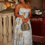 Dames Maxi Jurk met Bloemenprint en Strikbandjes