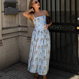 Dames Maxi Jurk met Bloemenprint en Strikbandjes
