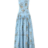 Dames Maxi Jurk met Bloemenprint en Strikbandjes