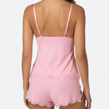 Dames Tweedelige Pyjamaset met Kant en Shorts