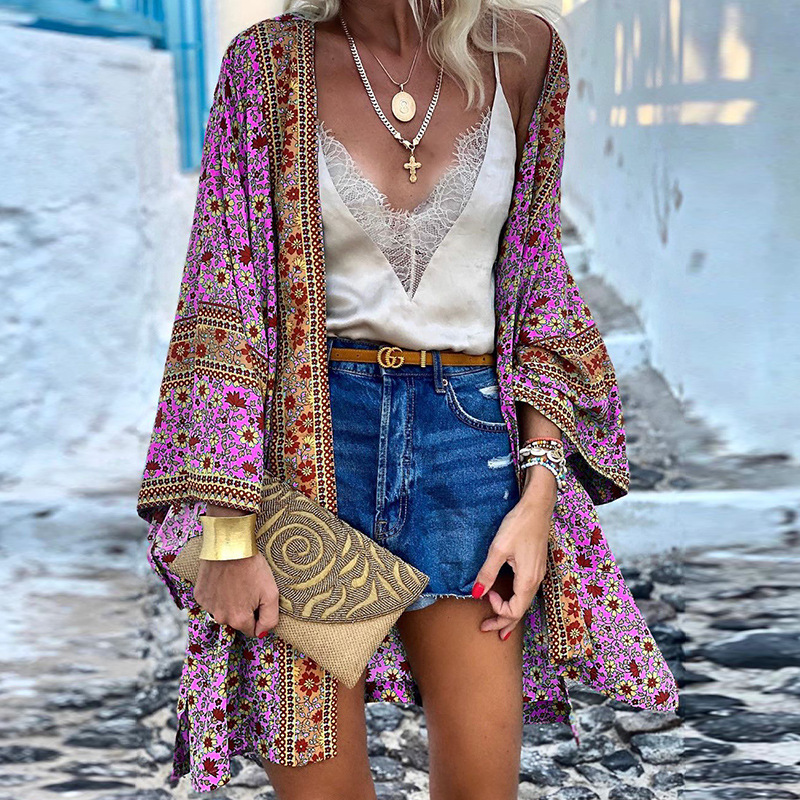 Bohemian Kimono Vest met Print