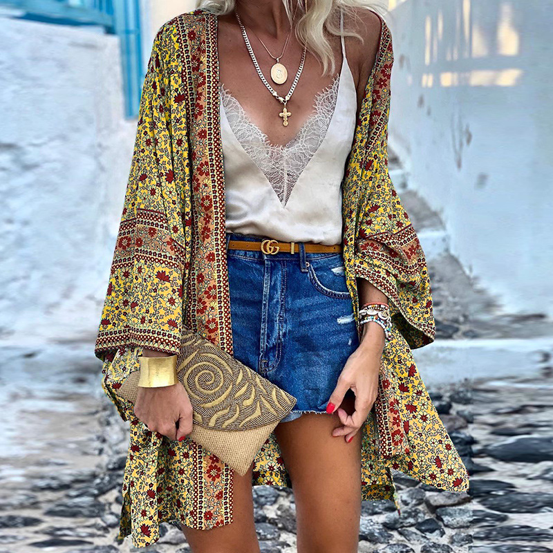 Bohemian Kimono Vest met Print