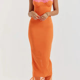 Maxi Jurk met Kantdetail en Split