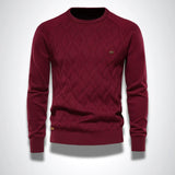 Gebreide heren trui met ronde hals, slim fit