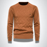 Gebreide heren trui met ronde hals, slim fit
