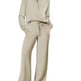 Tweedelige Lounge Set met Half-Zip Top en Wijde Broek
