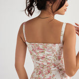 Dames Midi Jurk met Spaghettibandjes en Geplooide Rok