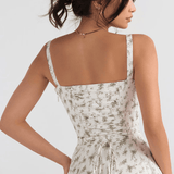 Dames Midi Jurk met Spaghettibandjes en Geplooide Rok