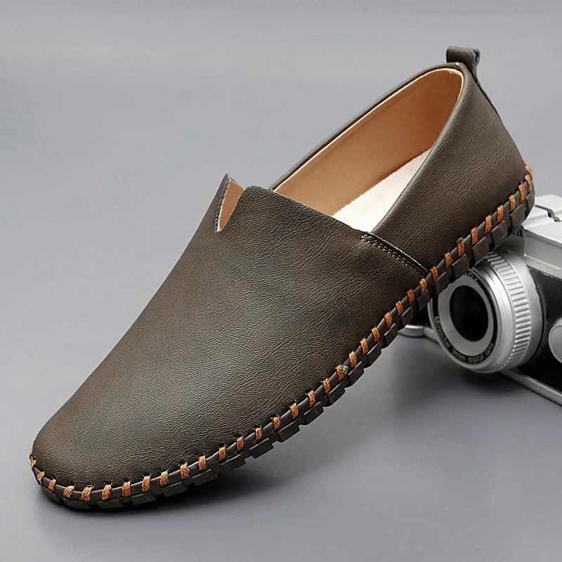 Heren Instappers van Suède met Mocassin Stiksels