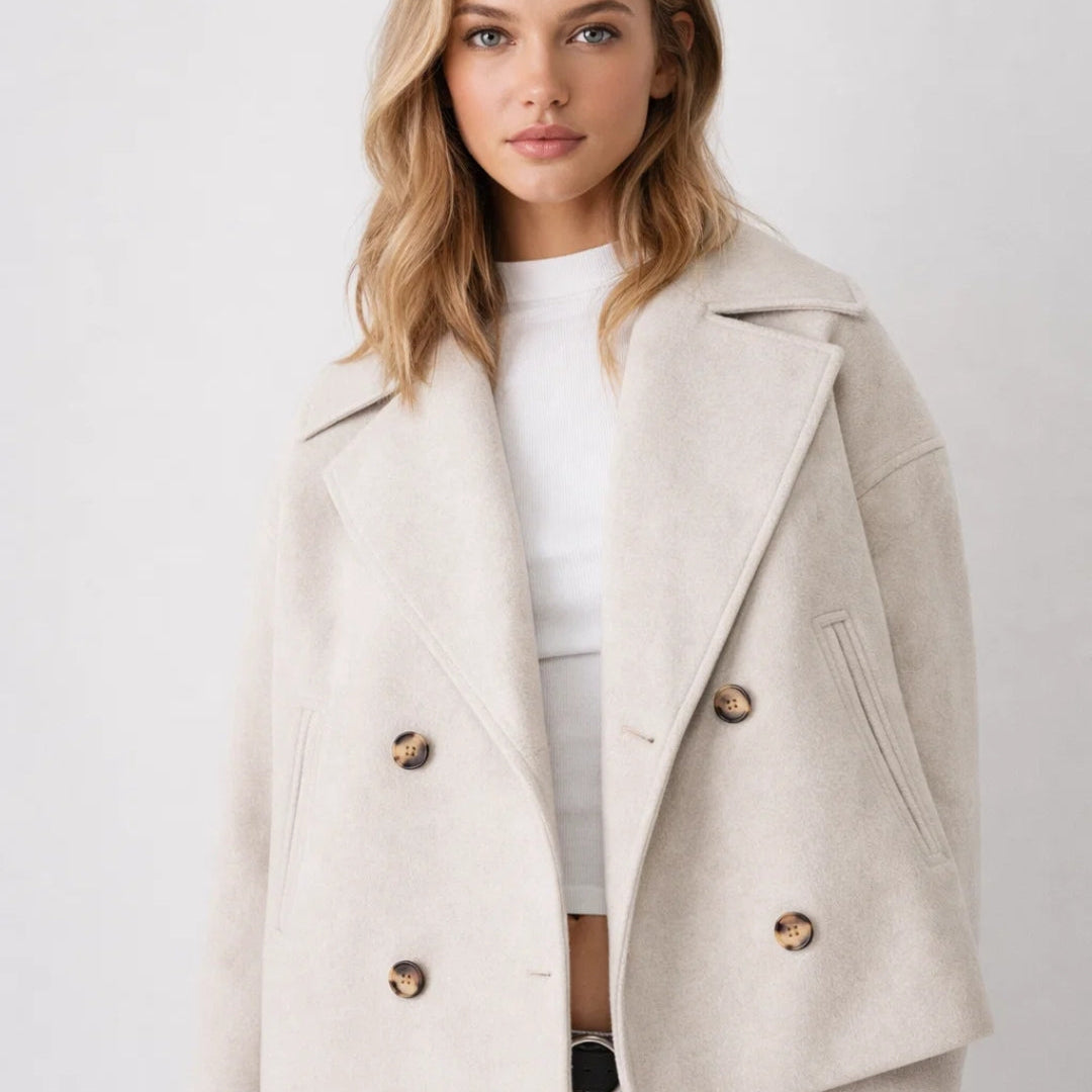 Dames Peacoat Jas met Dubbele Knopen