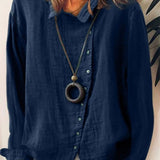 Linnen Blouse met V-Hals en Knoopsluiting
