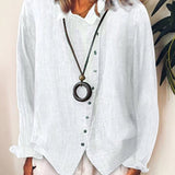Linnen Blouse met V-Hals en Knoopsluiting