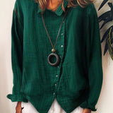 Linnen Blouse met V-Hals en Knoopsluiting