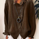 Linnen Blouse met V-Hals en Knoopsluiting