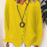 Linnen Blouse met V-Hals en Knoopsluiting