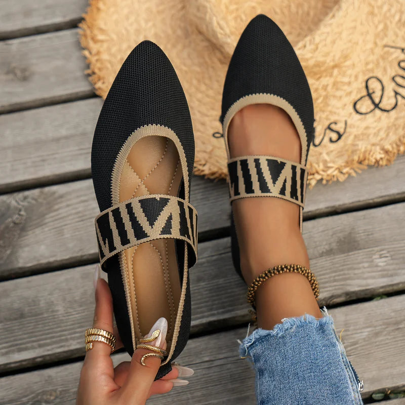 Dames Slingback Flats met Gevlochten Band