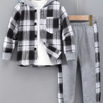 MiniStyle jongens set met geruite hoodie en bijpassende trainingsbroek, gemaakt van zachte, comfortabele stof – perfecte casual outfit voor dagelijks dragen en spelen.