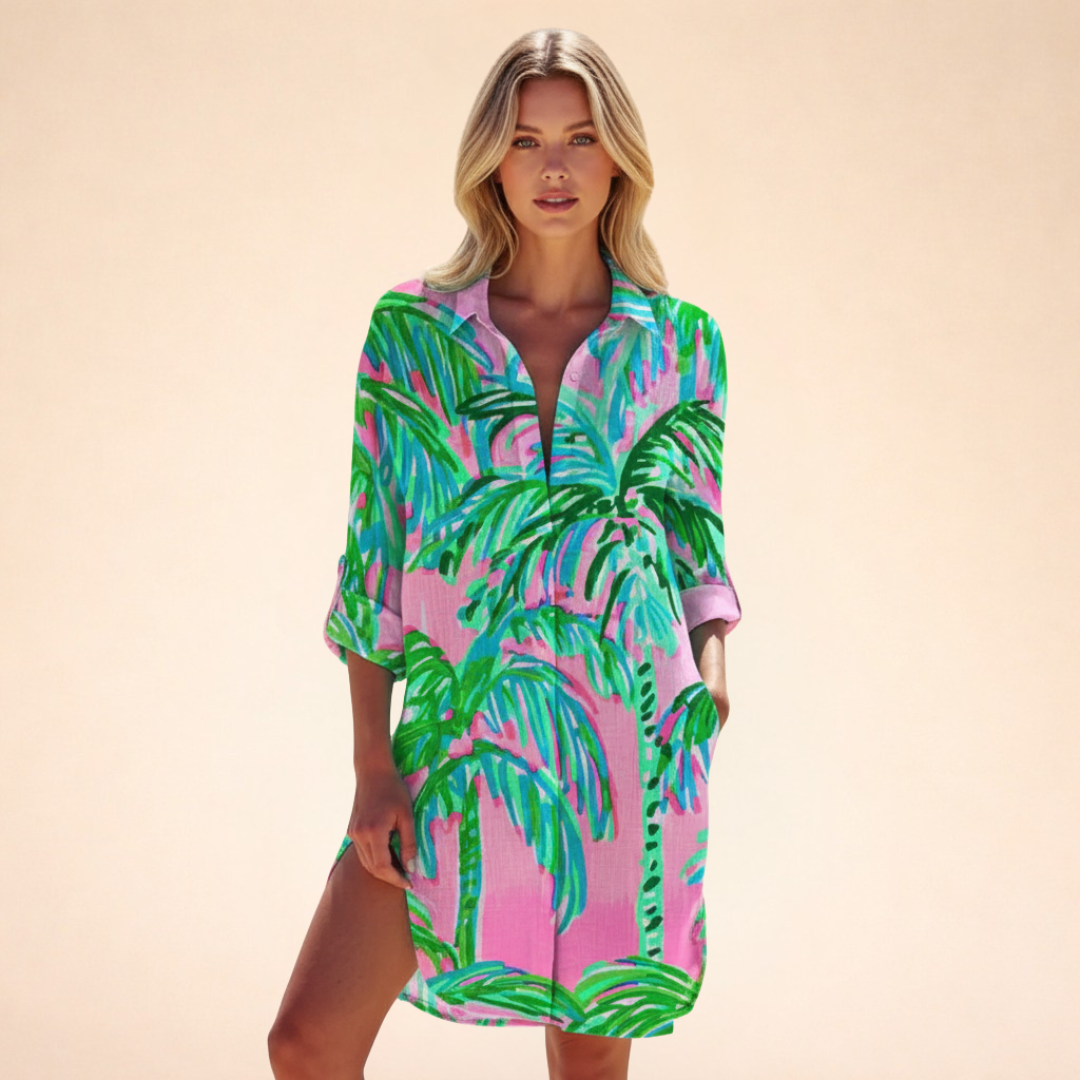 Dames Tuniekjurk met V-hals en Print