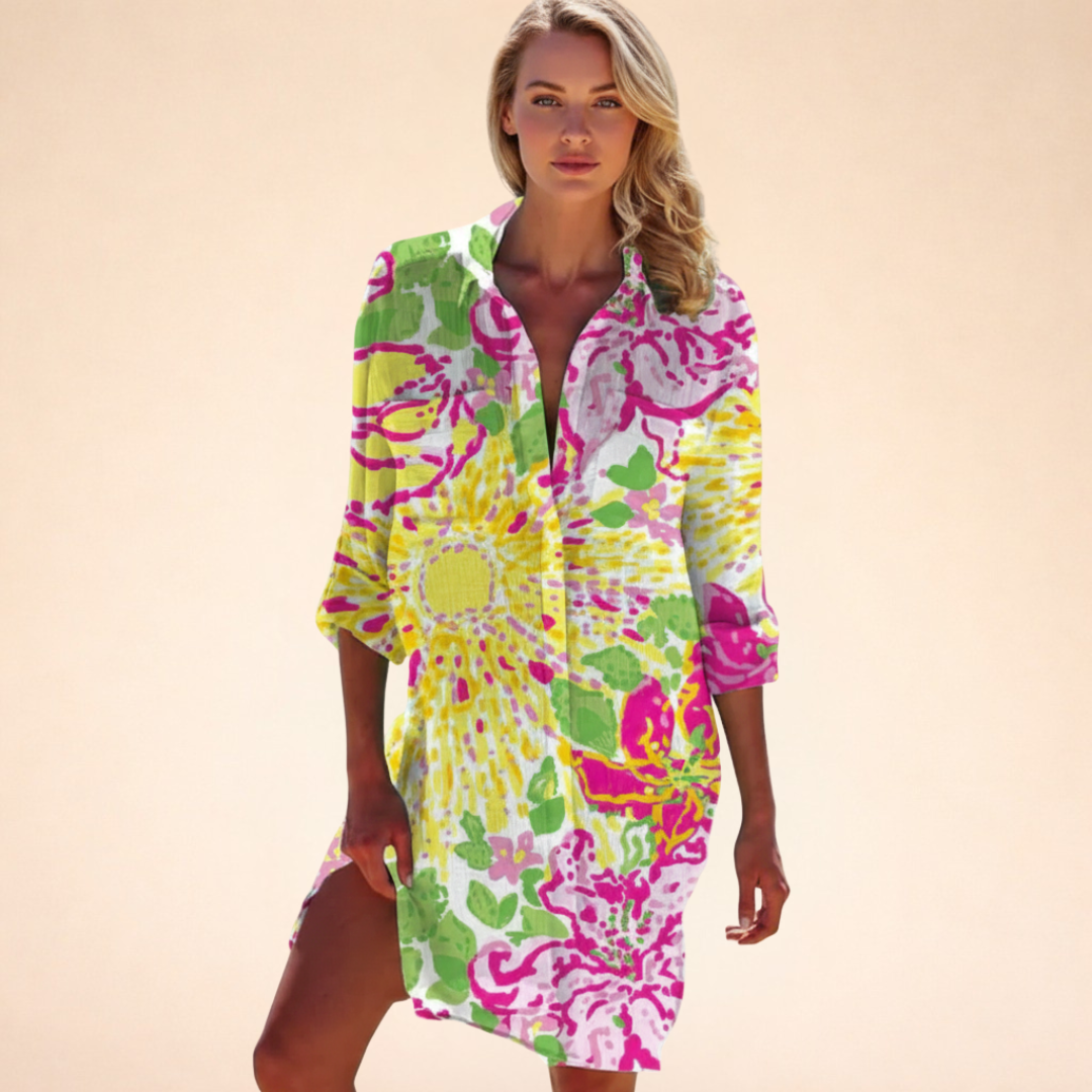 Dames Tuniekjurk met V-hals en Print