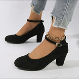 Dames Pumps met Blokhak en Enkelbandje