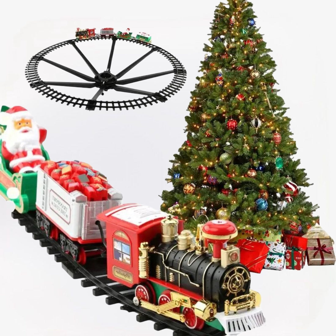 SantaTrain kinder kersttrein – kleurrijk en duurzaam speelgoed, stimuleert creatief spel en brengt feestelijke kerstsfeer in huis.