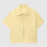 Casual Korte Mouwen Blouse met Rits en Kraag