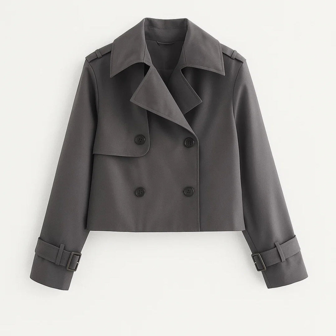 Korte Trench Jas met Dubbele Knopen en Kraag