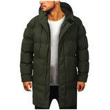 Lange heren-donsjas met afneembare capuchon