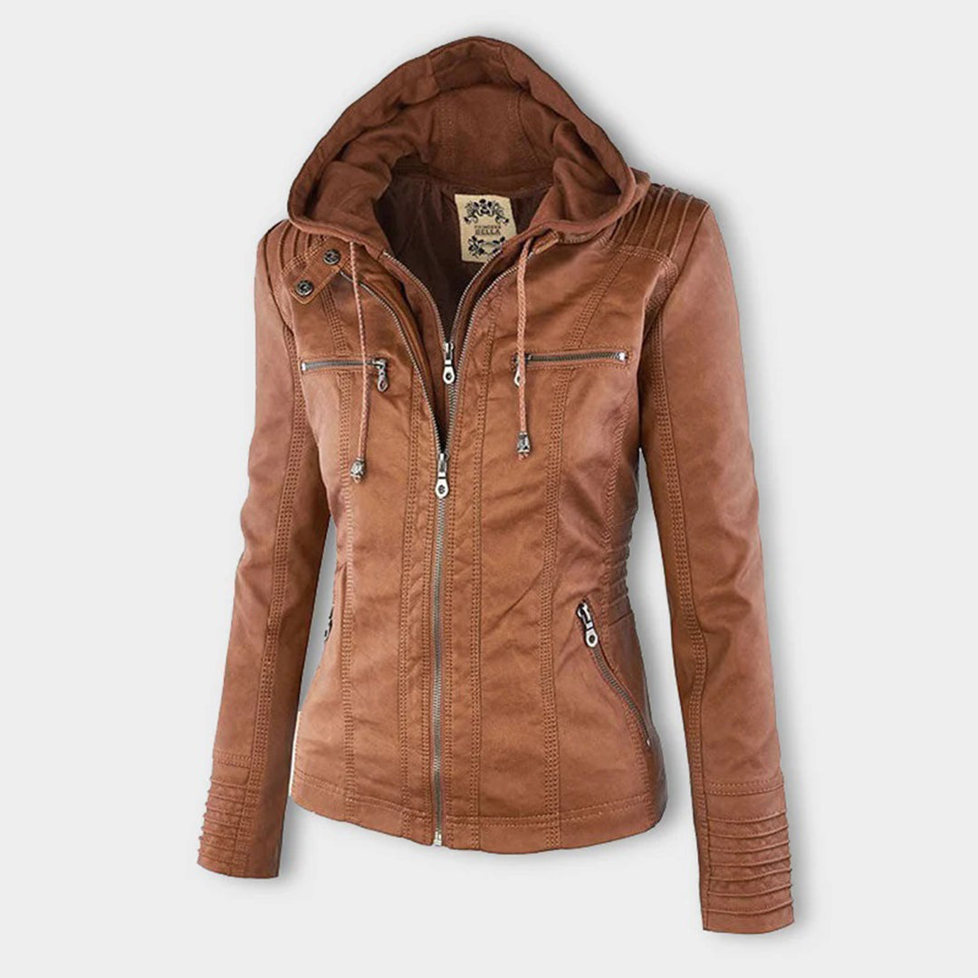 LIESL – Stijlvolle leren zomerjas voor dames, lichtgewicht en ademend design, ideaal voor frisse zomerdagen en trendy outdoor looks. Perfect te combineren met casual en chique outfits.