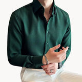 Heren Luxe Overhemd Slim Fit met Structuur en Lange Mouwen