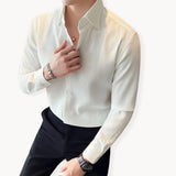 Heren Luxe Overhemd Slim Fit met Structuur en Lange Mouwen